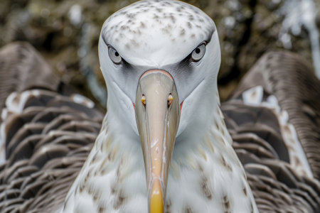 A close-up portrait of a magnificent albatross, showing its majestic featuresの素材