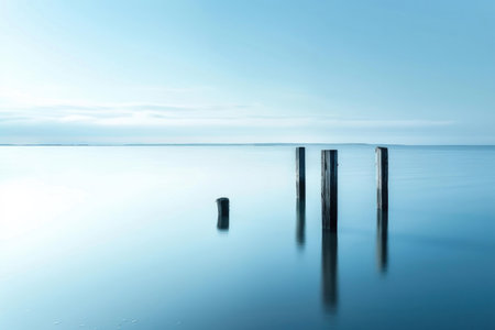 A serene seascape with calming blue hues, evoking peace and relaxationの素材