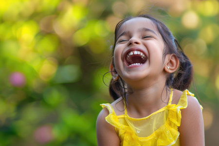 Radiant smiles and playful giggles captured in fleeting moments, spreading happinessの素材