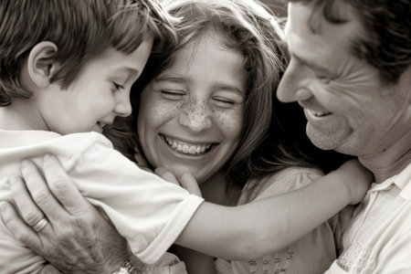 Joyous moments among family members, emphasizing the value of personal connectionsの素材