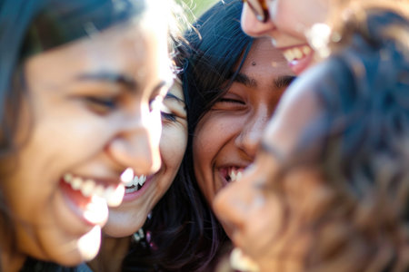 The laughter and camaraderie shared among friends highlighting the significance of close friendshipsの素材
