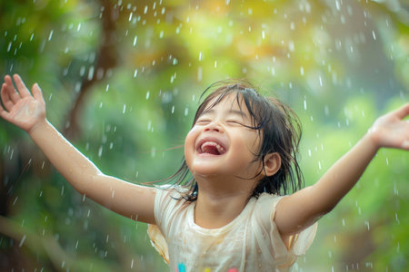 Innocent laughter and carefree games frozen in time, evoking memories of childhood joyの素材
