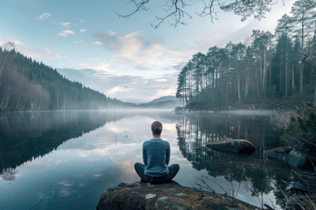 A serene spot in nature, perfect for meditation and reflectionの素材