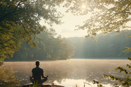 A serene spot in nature, perfect for meditation and reflectionの素材