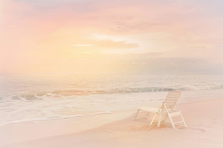 A tranquil beach scene under pastel skiesの素材