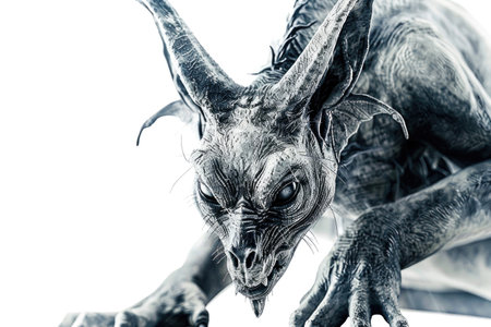 A close-up shot of the mythical creature Chupacabra on a clean white backgroundの素材