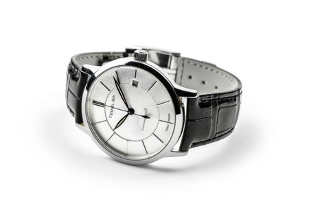 A classic analog watch isolated on a white backgroundの素材