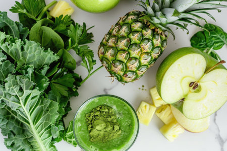 A vibrant green smoothie bursting with freshness and nutrientsの素材