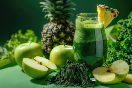 A vibrant green smoothie bursting with freshness and nutrientsの素材
