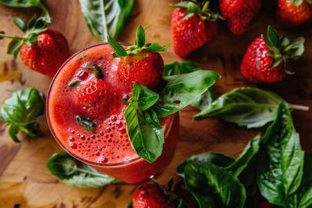 Strawberry basil Agua Fresca - A refreshing beverage rich in vitaminsの素材