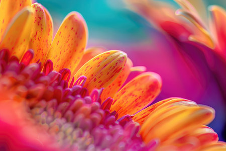 Bold, vivid petals and intricate details of flowers fill the frame with vibrant energyの素材