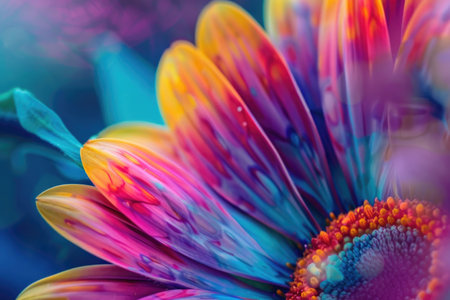 Bold, vivid petals and intricate details of flowers fill the frame with vibrant energyの素材