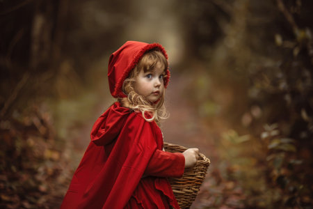 A captivating portrayal of Little Red Riding Hood, the beloved character from the famous fairy taleの素材