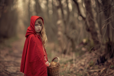 A captivating portrayal of Little Red Riding Hood, the beloved character from the famous fairy taleの素材
