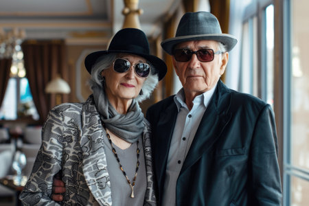 A sophisticated elderly couple exuding elegance and styleの素材
