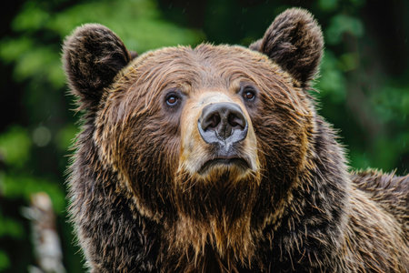 A majestic close-up of a wild bear in its natural habitatの素材