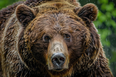 A majestic close-up of a wild bear in its natural habitatの素材