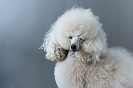 A glamorous poodle strikes a stylish poseの素材