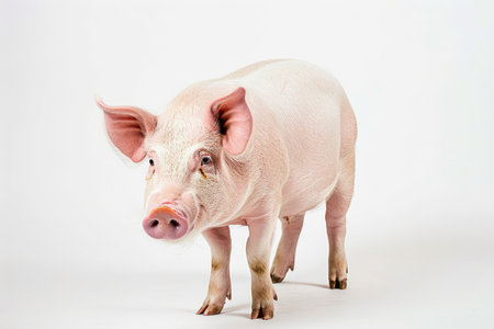 A pristine white backdrop highlights a sow, showcasing her elegant formの素材