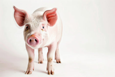 A pristine white backdrop highlights a sow, showcasing her elegant formの素材