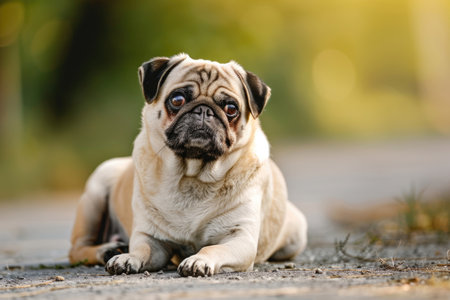 A charming pug poses with captivating expressionの素材
