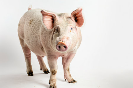 A pristine white backdrop highlights a sow, showcasing her elegant formの素材