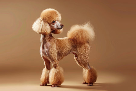 A glamorous poodle strikes a stylish poseの素材