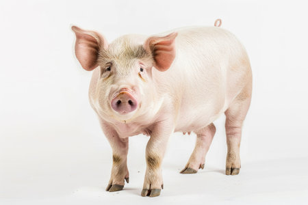 A pristine white backdrop highlights a sow, showcasing her elegant formの素材