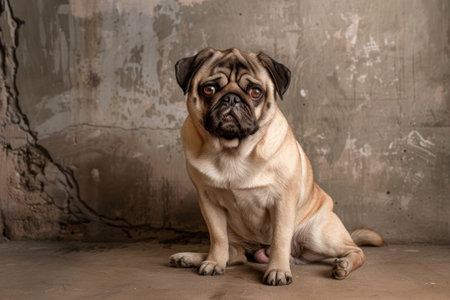 A charming pug poses with captivating expressionの素材