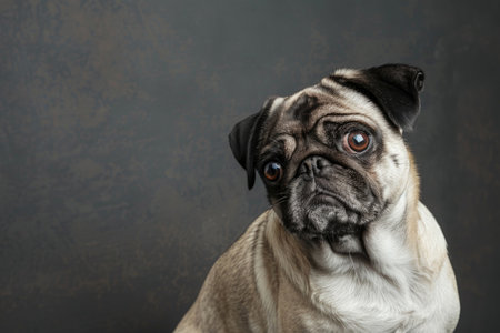 A charming pug poses with captivating expressionの素材