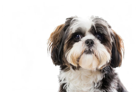 A Shih Tzu dog poses elegantly against a pristine white backdropの素材