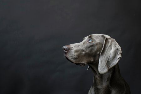 A Weimaraner exuding elegance and poise against a neutral homogeneous backdropの素材