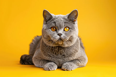 A British Shorthair cat, isolated on a bright backgroundの素材