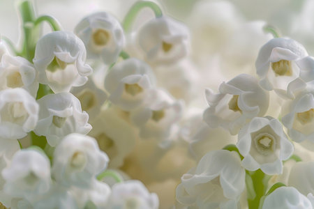 Lily of the valley flowers in full bloom, capturing their delicate beauty and sweet fragranceの素材