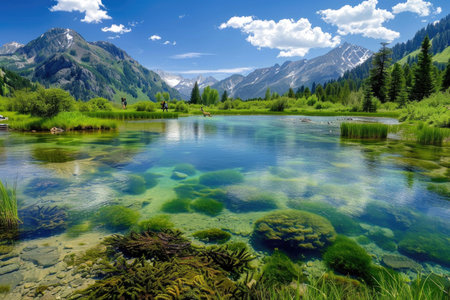 A stunning image capturing the pristine mountain resources that supply drinking waterの素材