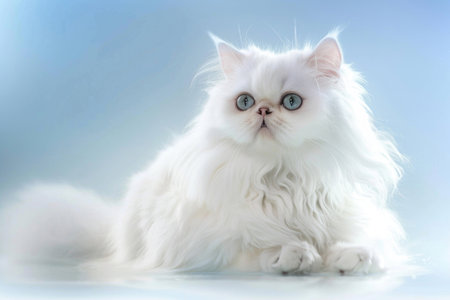 Persian cat isolated against a bright background, showing its luxurious fur and captivating eyesの素材