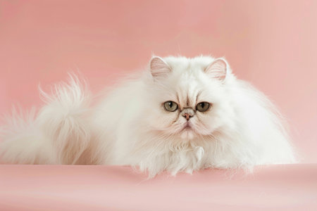 Persian cat isolated against a bright background, showing its luxurious fur and captivating eyesの素材