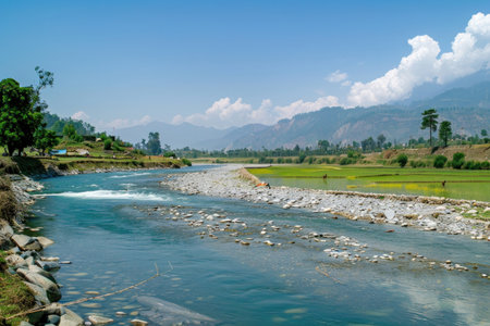 A captivating image showing the vital river resources that provide drinking water to communitiesの素材