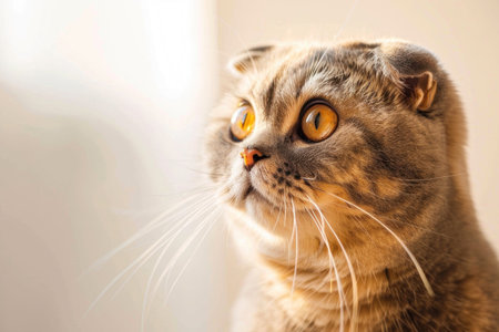 A Scottish Fold cat, showing its unique folded ears and captivating expressionの素材
