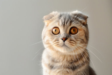 A Scottish Fold cat, showing its unique folded ears and captivating expressionの素材