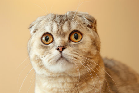 A Scottish Fold cat, showing its unique folded ears and captivating expressionの素材