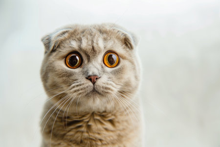 A Scottish Fold cat, showing its unique folded ears and captivating expressionの素材