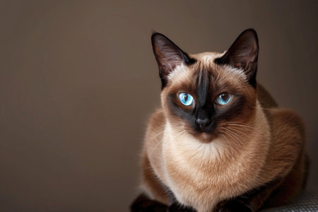 A Siamese cat elegantly isolated against a bright backgroundの素材