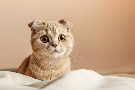 A Scottish Fold cat, showing its unique folded ears and captivating expressionの素材