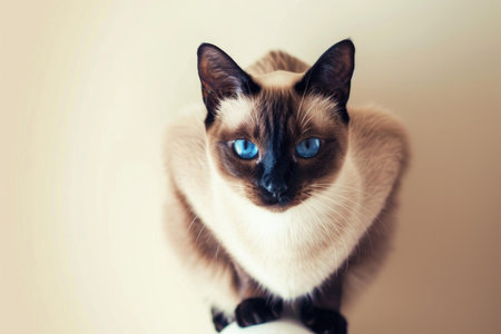 A Siamese cat elegantly isolated against a bright backgroundの素材