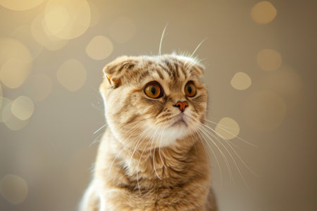 A Scottish Fold cat, showing its unique folded ears and captivating expressionの素材