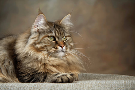 A Siberian cat exuding regal grace and majestic allure isolated against a luminous backdropの素材