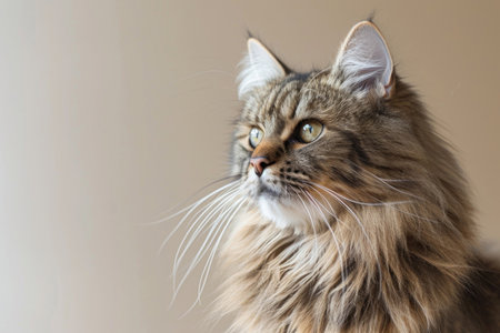 A Siberian cat exuding regal grace and majestic allure isolated against a luminous backdropの素材