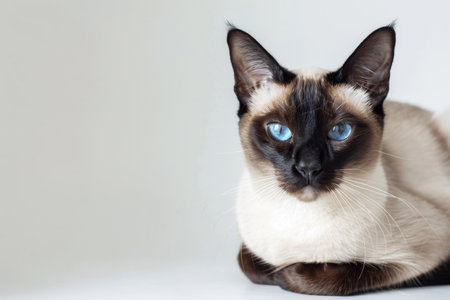 A Siamese cat elegantly isolated against a bright backgroundの素材