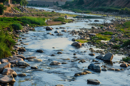 A captivating image showing the vital river resources that provide drinking water to communitiesの素材